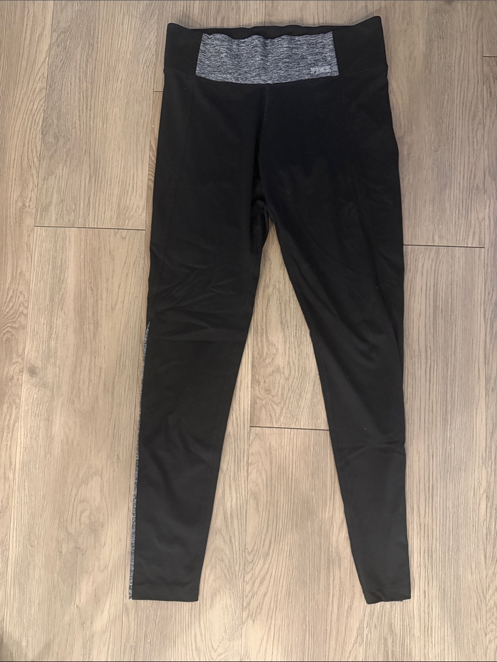 PINK Victoria's Secret Black Leggings with Heather Gray Waistband